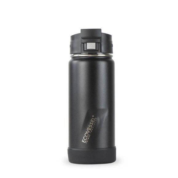 ECOVESSEL The Perk 16oz Tumbler with Locking Lid & Strainer in Black Shadow - Picture 1 of 4